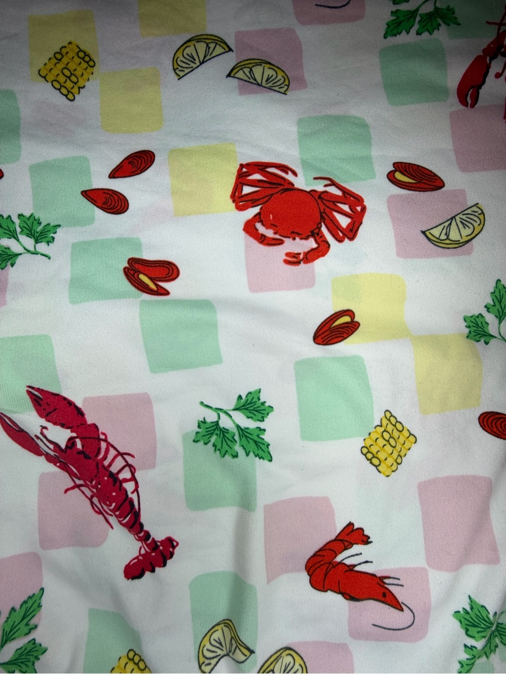 Time and Tru Seafood Print Nightshirt in Red, Yellow, Green